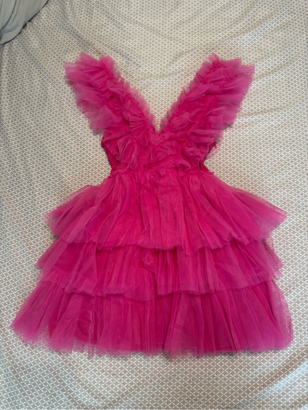 Mable hot pink v-neck ruffle dress